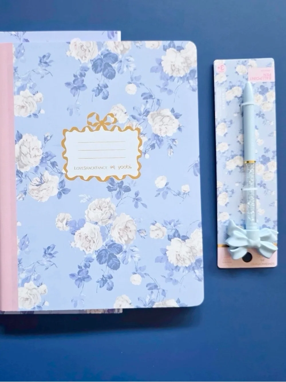 Loveshackfancy x Target notebook journal composition book and bow topped pen